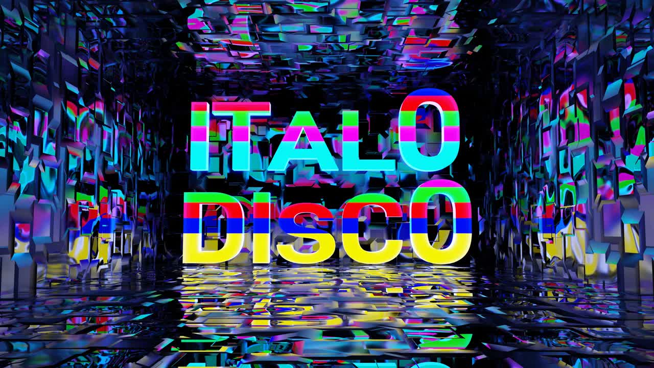 다채로운 점핑 글자의 vj 루프 애니메이션 italo 디스코.