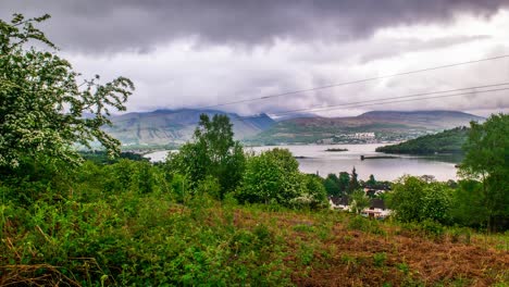 Cinematic-timelapse-of-scottish-village-with-mountain-view