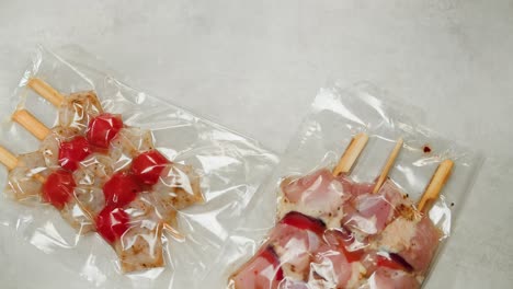 preparing vacuum-sealed skewers