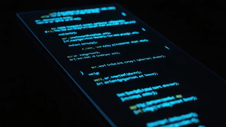 Uno sguardo alla codifica: linee di codice illuminate su uno sfondo scuro che mostrano la logica e la struttura della programmazione in un moderno ambiente di sviluppo