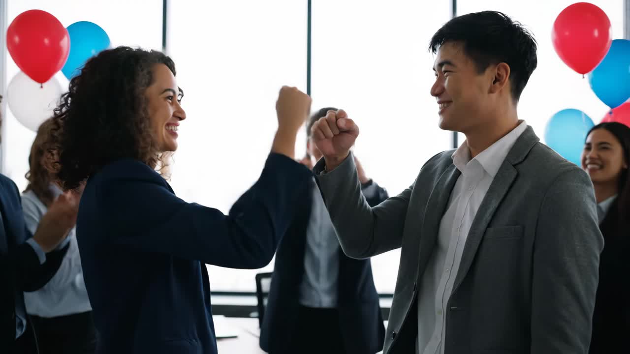 equipo de negocios celebrando el éxito en la oficina