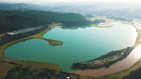 parque barigui lake aerial fo, curitiba, paraná, brazil