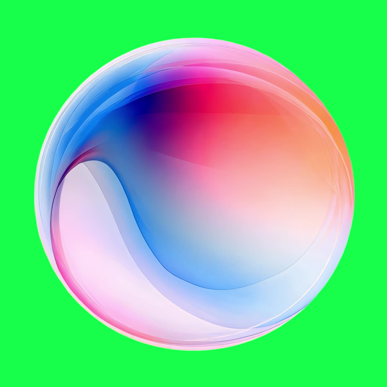 Vibrant abstract colorful sphere animation, transparent 4K video, green screen