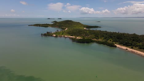 overhead ascending aerial clip of uninhabited island in remote australia