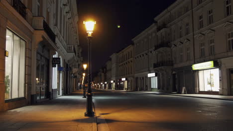 empty city street at night with streetlights