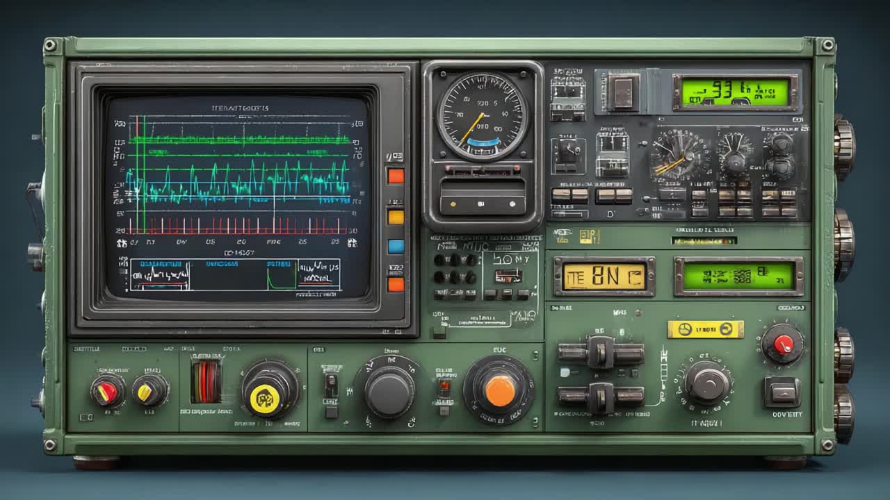 Detailed View of an Advanced Communication Receiver: Exploring Signal Analysis and Frequency Monitoring Features in Electronics Technology