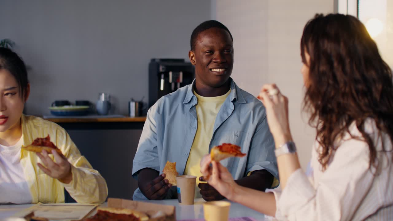 Friends Eating Pizza Together