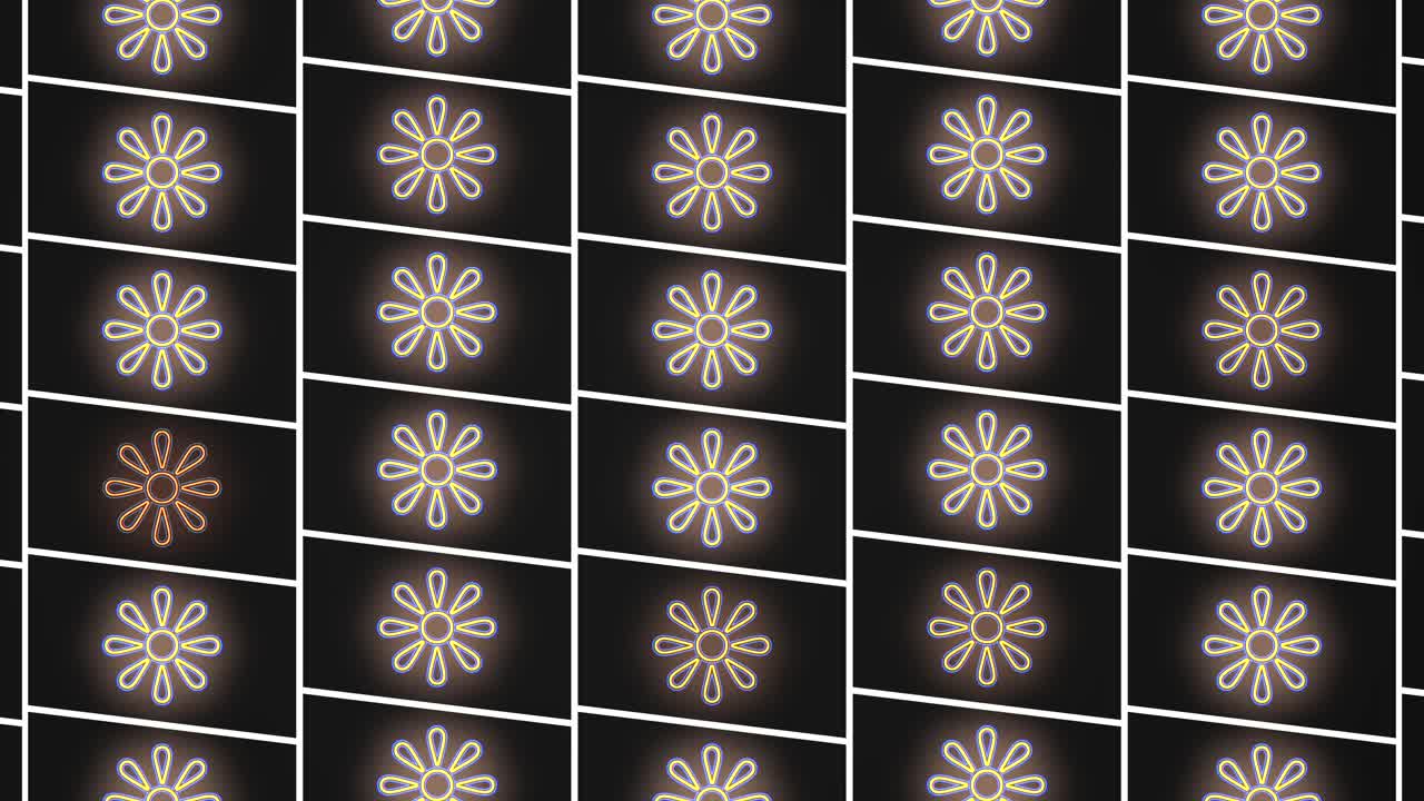 네온 골드 추상 여름 꽃 패턴