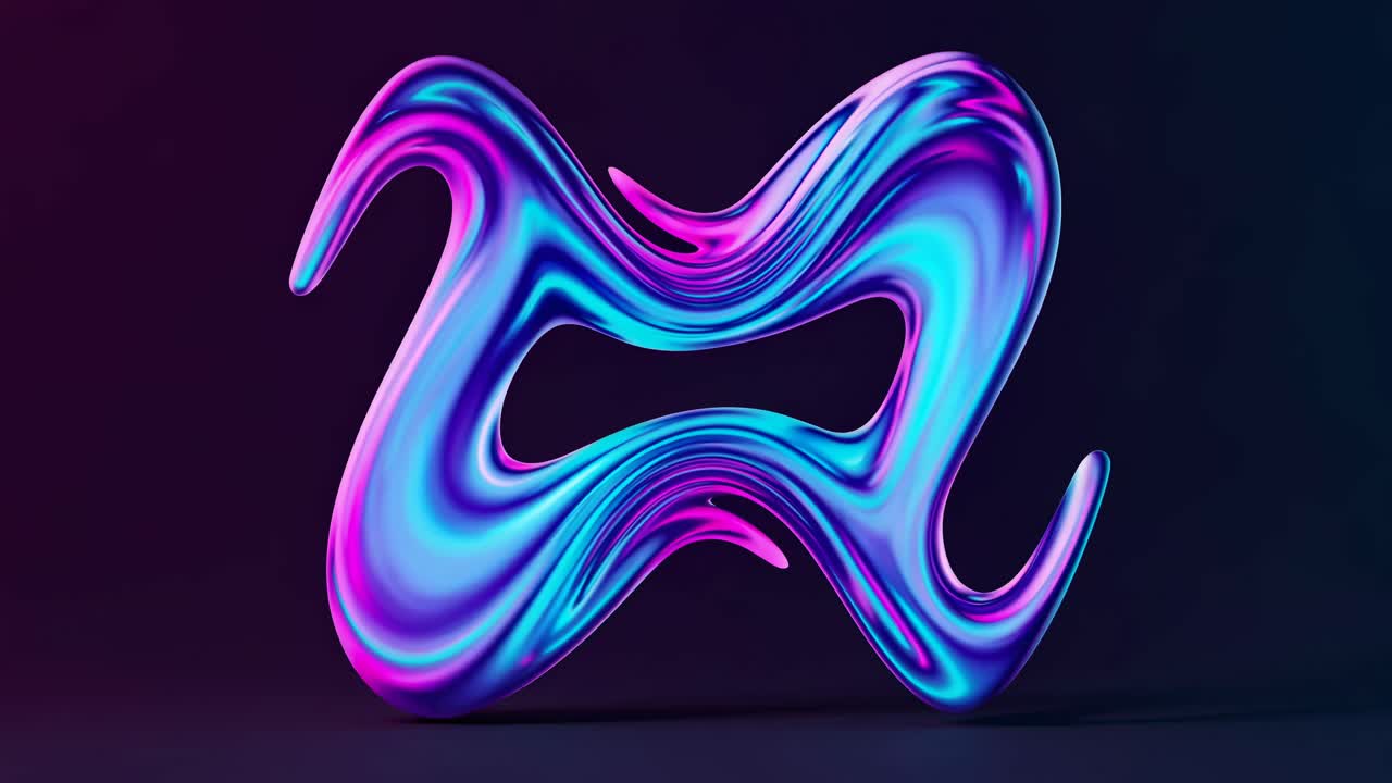 Abstract 3D shape with swirling blue and pink colors. Fluid and dynamic design. Bright blue and pink