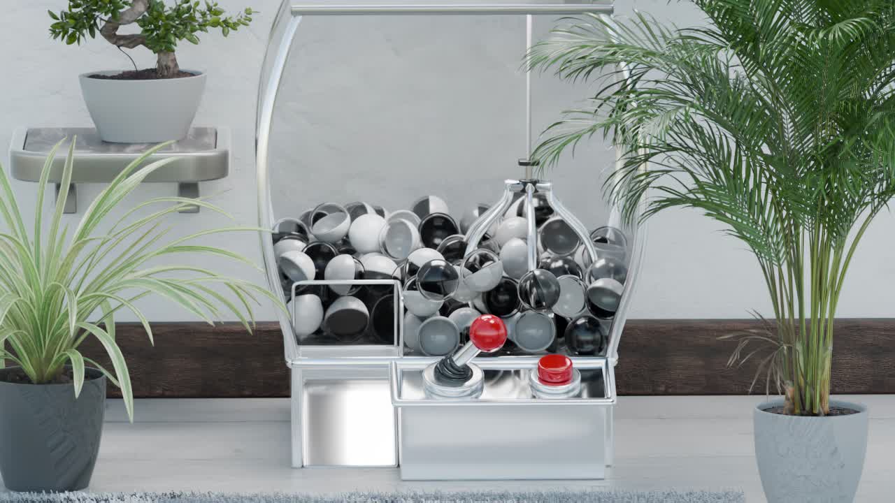 식물과 함께 현대적인 공 게임 기계