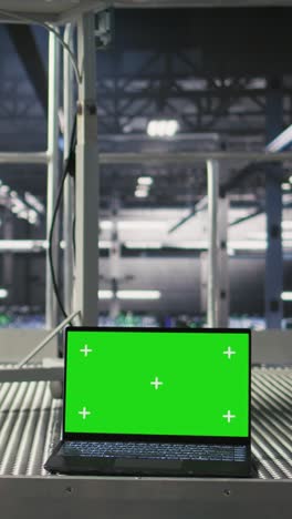 vertical video isolated screen laptop automating supercomputers hardware inside server hub