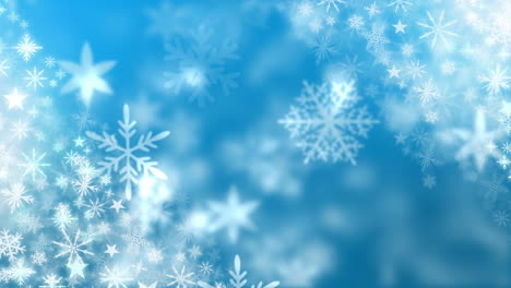 copos de nieve cayendo sobre un fondo azul