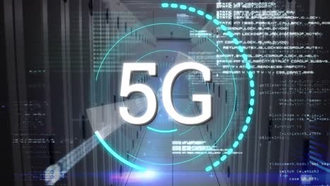 program codes and 5g written in the middle of a futuristic circles