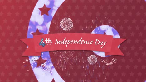 Animation-of-independence-day-text-over-american-flag-stars-and-coloured-on-circles