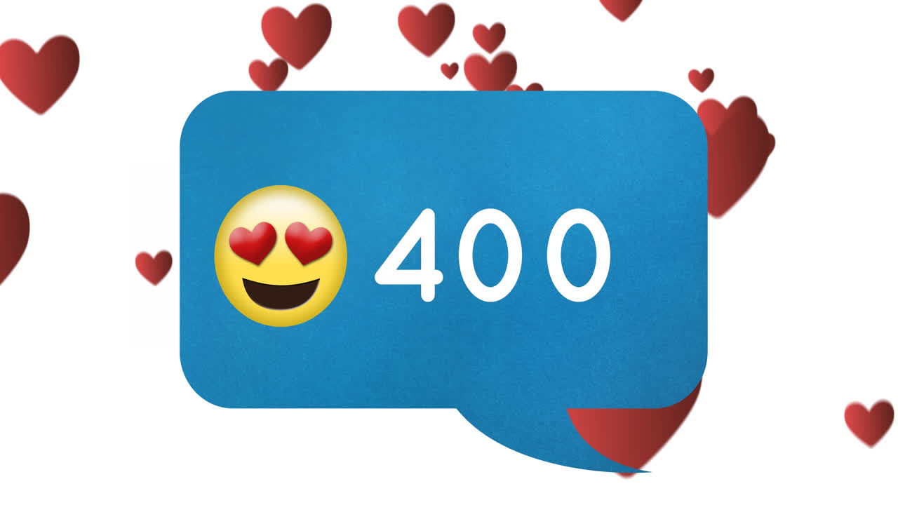 Heart eyes emoji with count up numbers 4k
