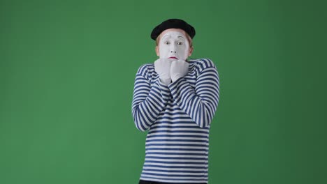 worried mime artist feeling scared