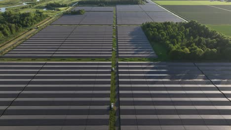 largest solar panel field in the netherlands, grene energy by the sun. electricity generation. renewable energy. aerial view