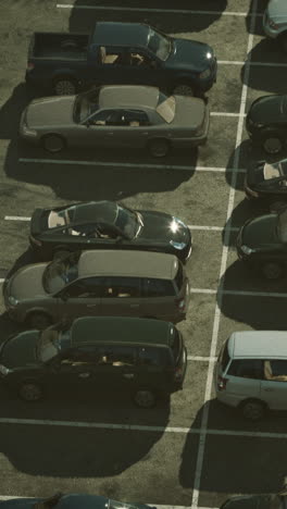 aerial view of a full parking lot