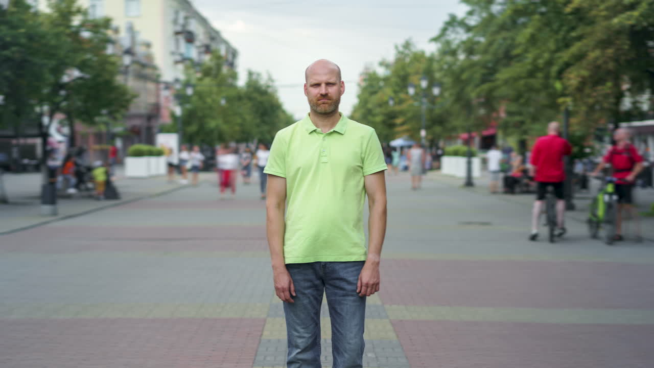Man Standing on City Street