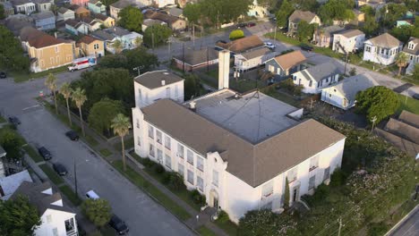 drone view t of central high school - first school in texas for black people