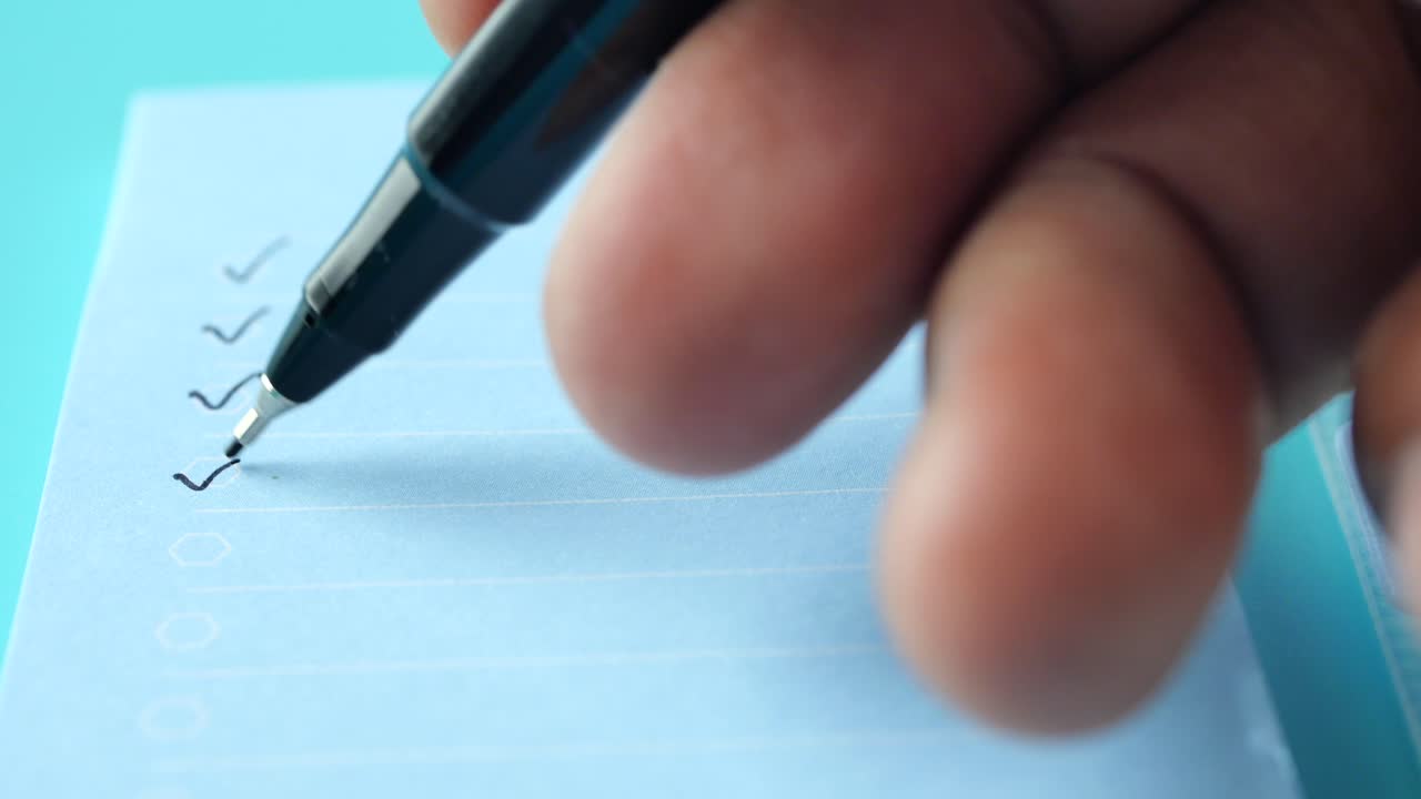 Checking off items on a to-do list