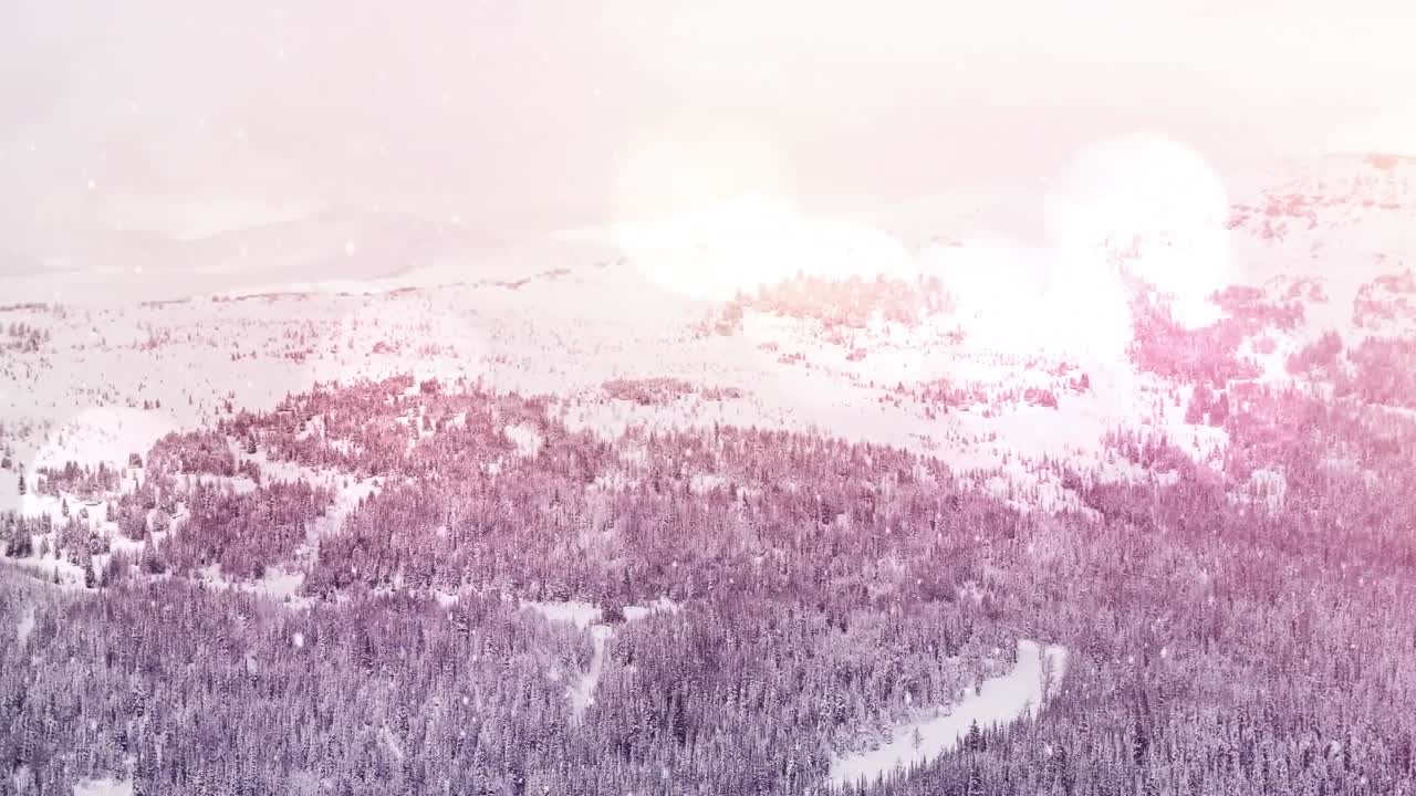 겨울 풍경에서 내리는 눈의 애니메이션