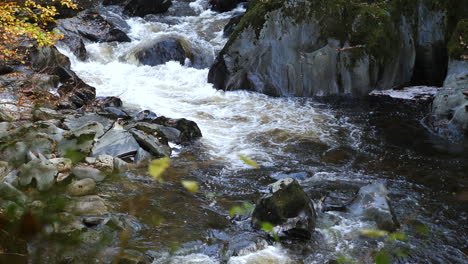 fast flowing water flowing down afon conwy, wales