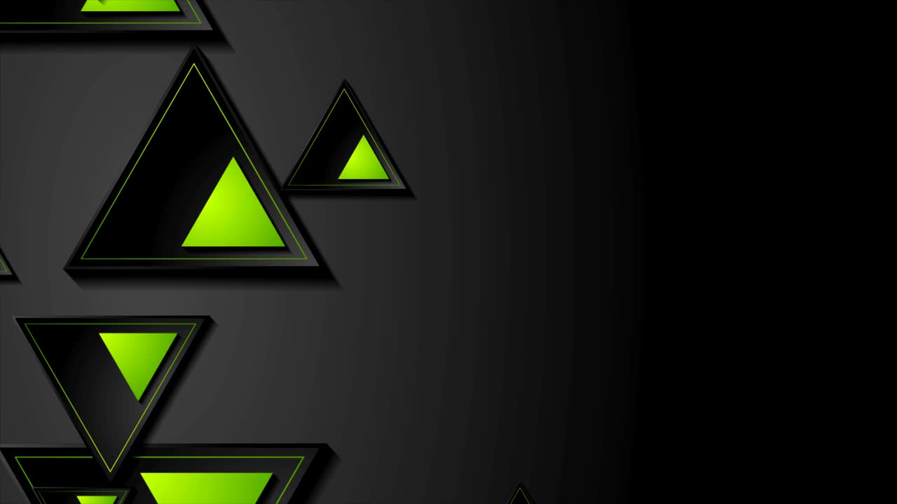 triángulos negros y verdes fondo de movimiento geométrico abstracto