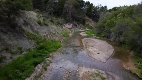 River-valley-in-Estepona,-Spain,-aerial-drone-view