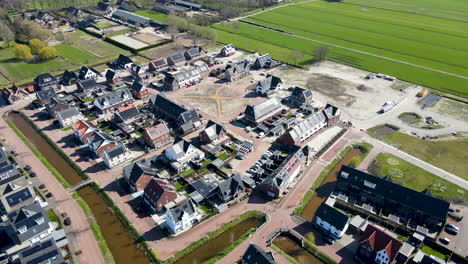 Aerial-of-newly-build-houses-with-solar-panels-on-rooftop