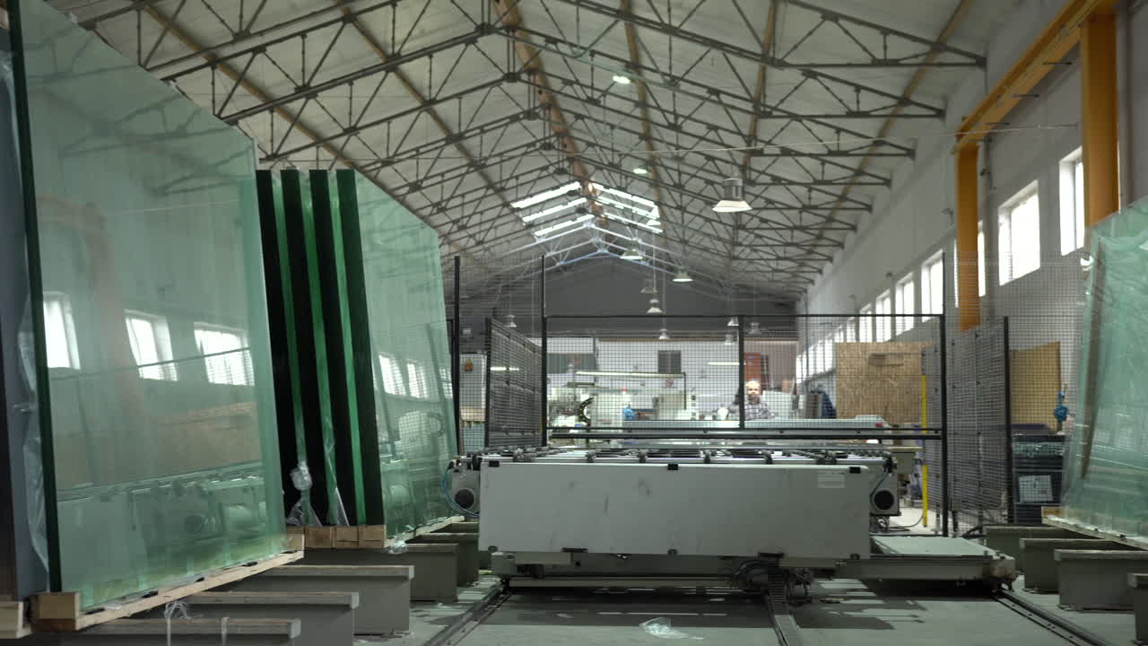 Review of a glass factory hall