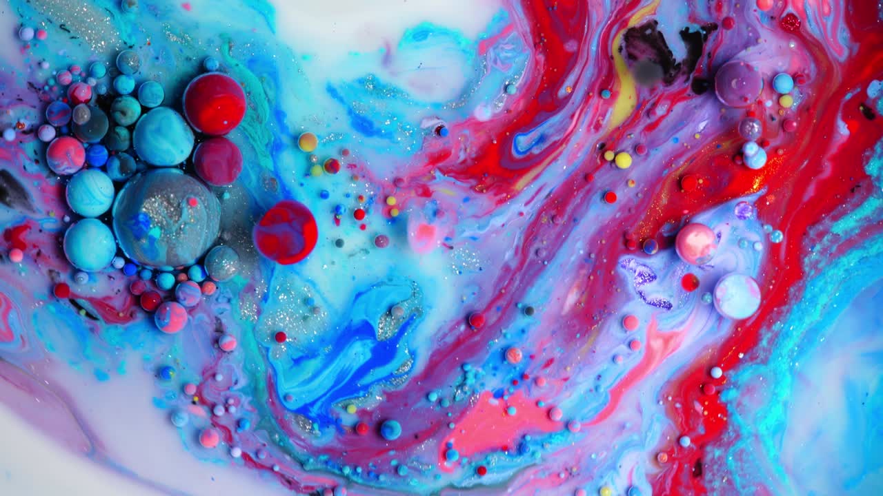 pintura colorida y burbujas fondo abstracto video 4k