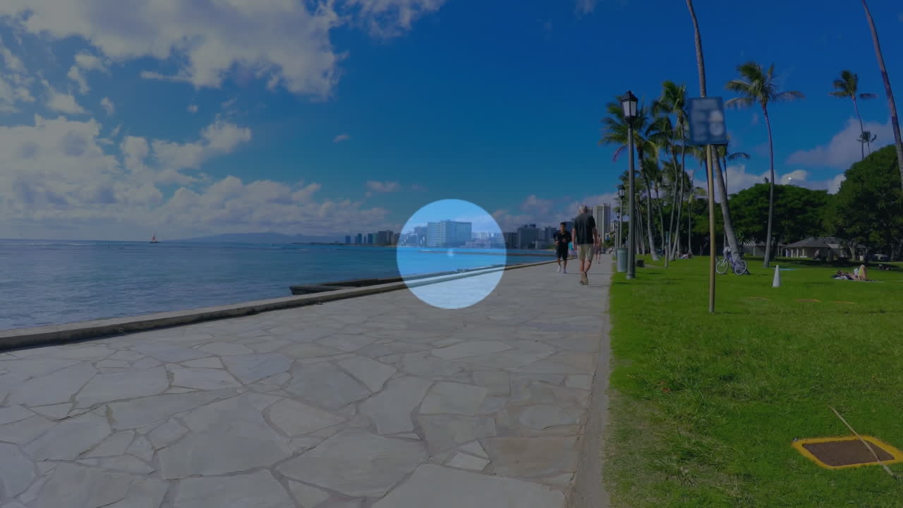 카우카스인 남성의 달리는 아이콘과 연결 네트워크의 애니메이션