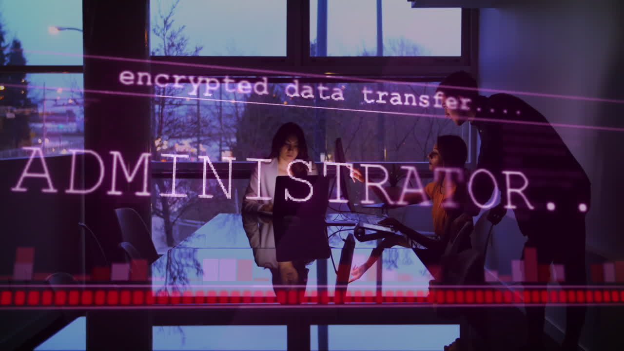 사무실에서 비즈니스 사람들에 대한 데이터 처리의 애니메이션