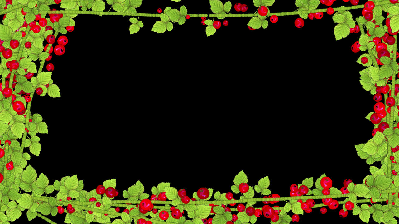 Red Berries and Green Leaves Border