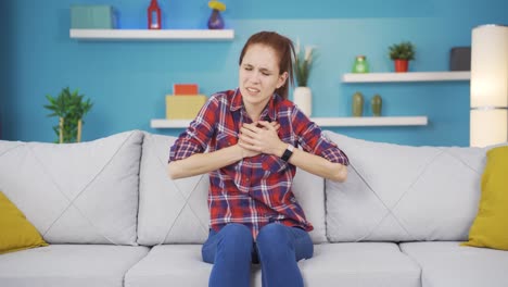 young woman with chest pain.
