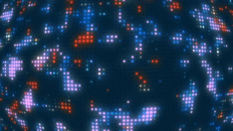 Abstract-technology-data-background-digital-network-light-glow-neon-pixel-dots-motion-graphics-visual-effect-environment-matrix-gradient-grid-animation-computer-4K-blue-orange