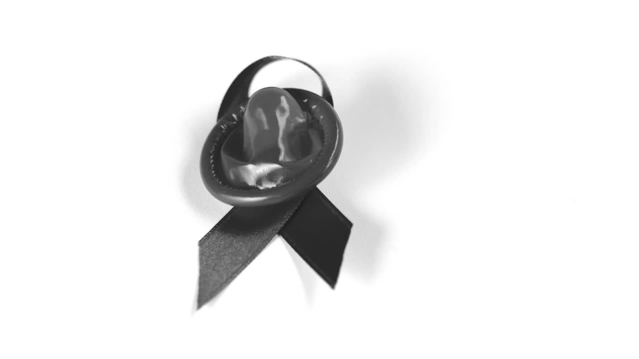 콘이 빨간 리본에 떨어지는 것