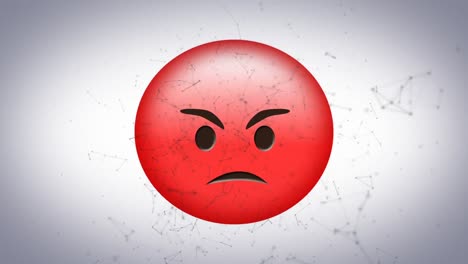 Digitale-Animation-Eines-Netzwerks-Von-Verbindungen-Vor-Rotem,-Wütendem-Gesichts-Emoji-Auf-Grauem-Hintergrund