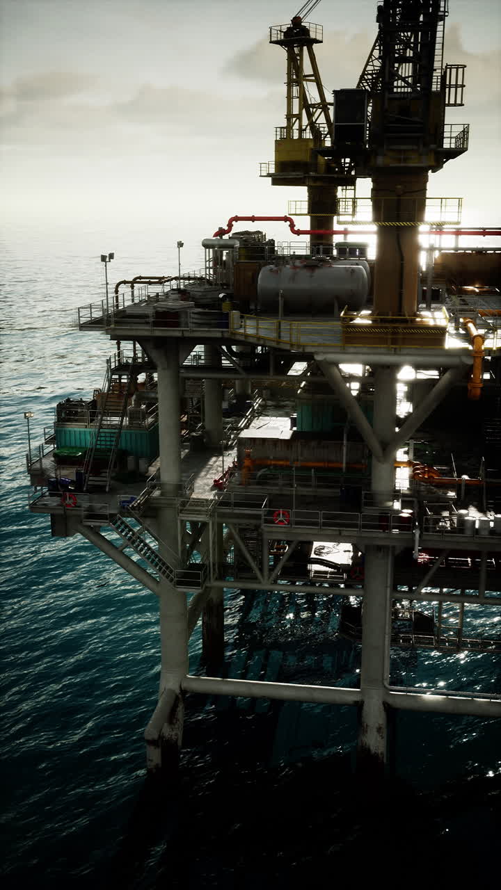 Olieplatform ved solnedgang