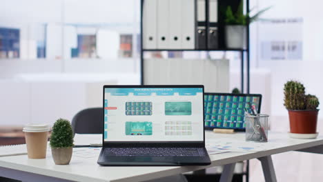 financial analyst workspace featuring devices displaying stock market data