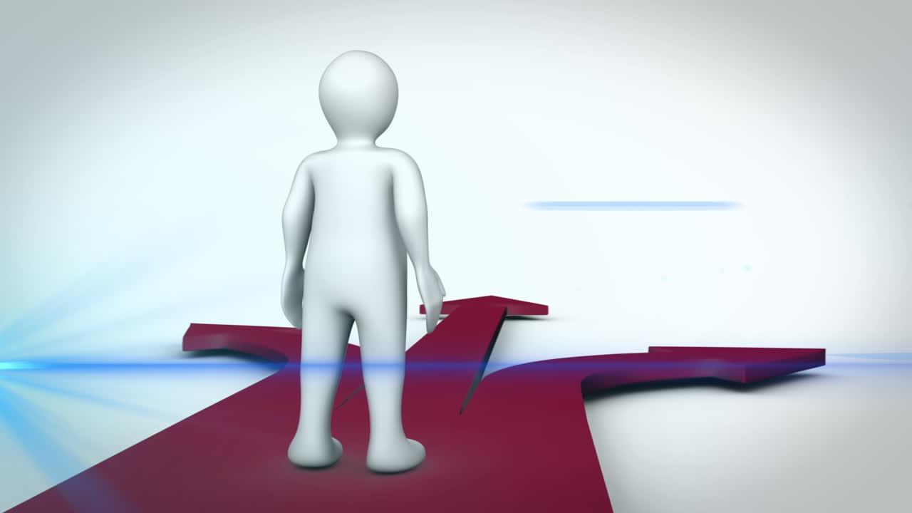 Animation of light spots over digital human and arrows