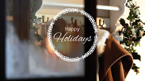 happy holidays text and decoration 4k