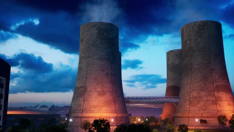 3d animation of a nuclear power plant. atomic power stations sources of electricity