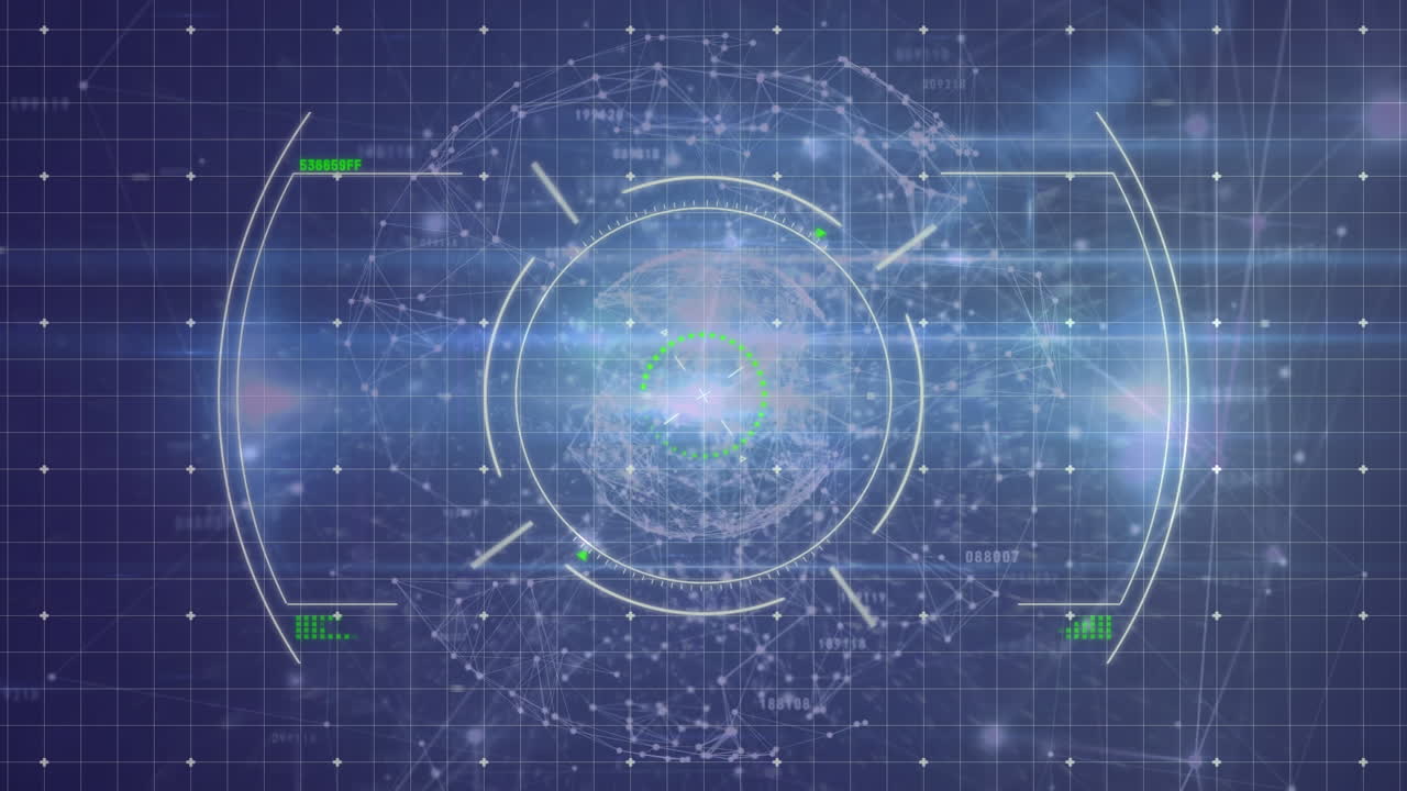 범위 스캐닝, 데이터 처리, 전 세계 연결 네트워크의 애니메이션