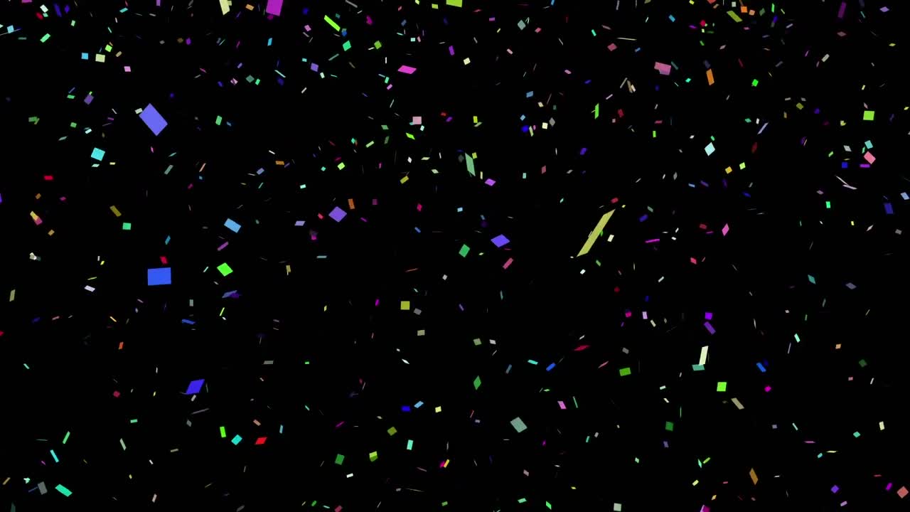 Animazione di uno sfondo nero con coriandoli che cadono.