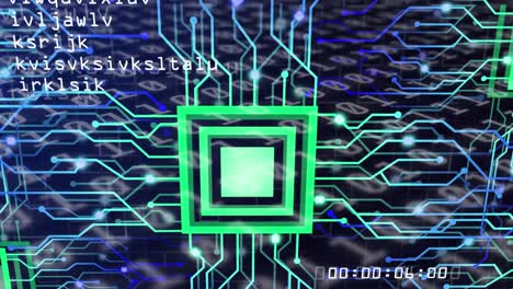 animación del procesamiento de datos a través de una red de conexiones