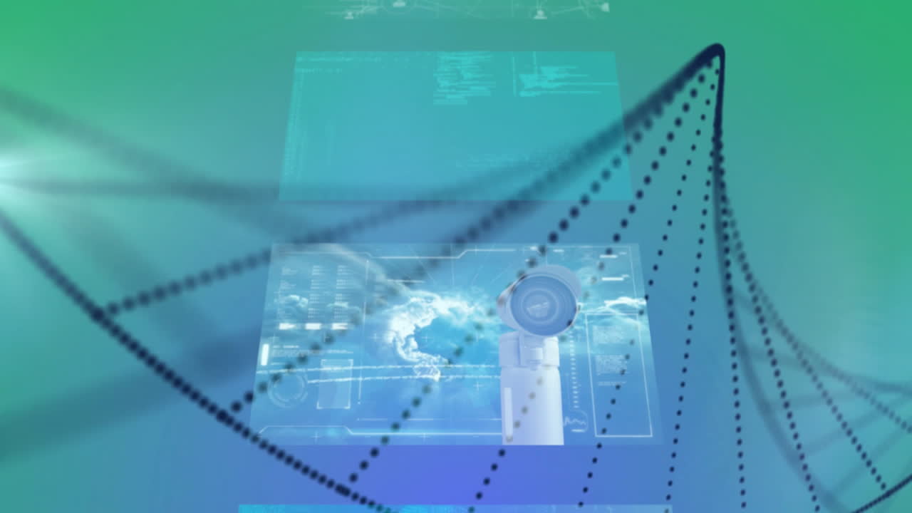 Animation of digital wave pattern with network connections and data processing