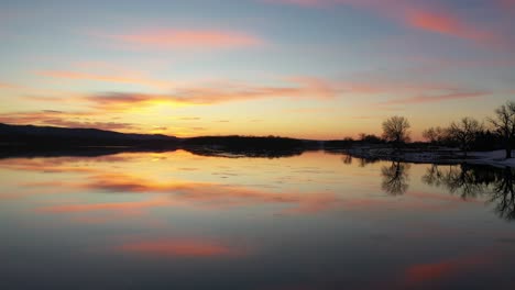 winter sunset over a river