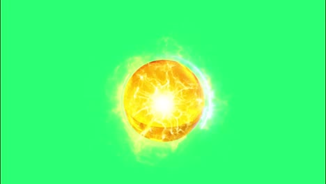 animación de bola de cristal amarilla aislada sobre un fondo verde.
